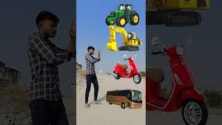 Car  to Tractor , Jcb, roller & truck -funny vfx magic video