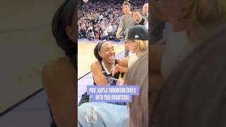 Kayla Thornton showing off the hustle after diving into the crowd “You took it like a champ” 🫡