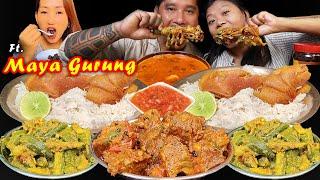 Mukbang Ft. @mayagurung9799 Eating Chicken Curry, Newari Food Choila With Rice | Nepali Mukabang