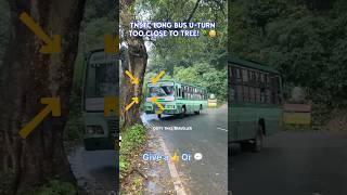 TNSTC Green Long Bus CLOSE U-turn near Tree  | Ghat Road Skill  #shorts