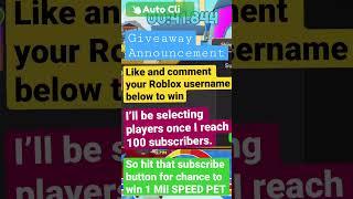 GIVING AWAY 1Million SPEED PET ANIME RACE CLICKER #animeraceclicker #raceclicker #newupdate #roblox