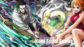 V2 Mihawk team vs 6+ Nami evolve skull island 50 stamina OPTC