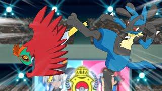 Lucario vs Hawlucha (DUB) - Ash vs Bea - Pokémon Journeys: The Series