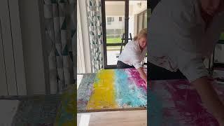 Flavia Birsan painting in multiple layers