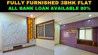 Fully Furnished 3 bhk Flats For Sale In Hyderabad Kukatpally | 1520sft | Luxury Flat Interior Design