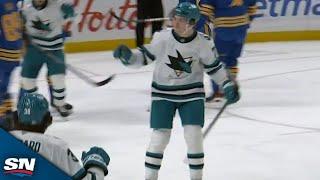 Sharks' Macklin Celebrini Jumps Off Bench To Snipe Beauty vs. Sabres