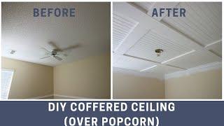 How to Cover a Popcorn Ceiling with a DIY Coffered Ceiling