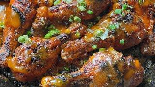 ROASTED CHICKEN LEGS | W/ SCALLION &  SWEET  MUSTARD  GLAZE