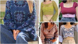 latest Trendy crochet cotton thread  cotton tops/crop top/cute top designs