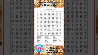 Quench Your Thirst Word Search-Find COFFEE #wordsearch #puzzlegames #coffee #quiz #game #puzzle