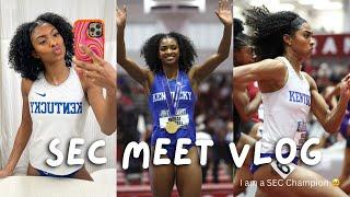 VLOG: SEC CHAMPIONSHIPS | I am an SEC Champ & broke the meet record (shakeout, hurdles, grwm )