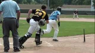 Hartford Hawks 2B Tyler Klandrud throws out a Brownsville batter