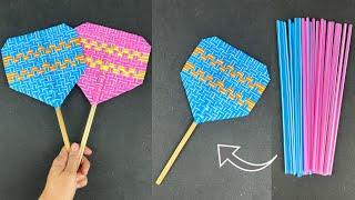 DIY Hand Fan from Plastic Straws.| สานพัด จากหลอดพลาสติก