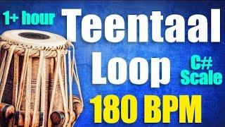 Teentaal Loop 180 BPM | C# Scale | Best Quality Sound [with Tanpura]