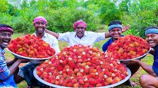 RAMBUTAN FRUIT | 100 KG Rambutan Fruits for Cooking Fruit Pickle Recipe | Curd Rice & Pickle Recipe