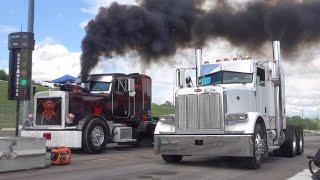 Uphill Semi Drag Racing! (bobtail) Unc's Semi Stampede 2024 June. Kuhnle Motorsports Park.