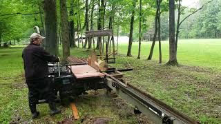 First cuts on my Homemade Portable Circle Sawmill.