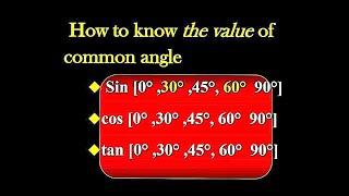 How to know the sin,cos,and tan value of common angle