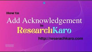 Add acknowledgement of dissertation in ResearchKaro