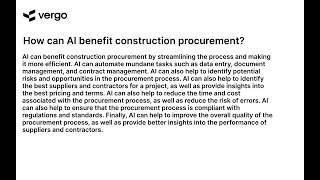 AI in Construction Procurement: Benefits & Opportunities