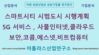스마트시티 시범도시 시행계획, 5G서비스,사물인터넷,클라우드,보안,코콤,에스넷,비트컴퓨터 아틀라스산업연구소 성장산업 연구_주식투자