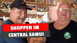 Shopping im Central Samui in Thailand und dabei einen Zuschauer treffen.