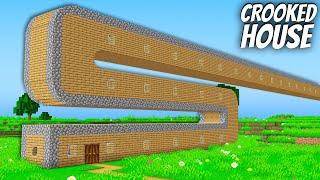 I found a CROKED VILLAGER HOUSE in Minecraft ! What's inside the LONGEST DOOR ?