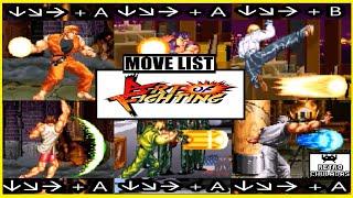 Art of Fighting  List of Movements of All Characters ️