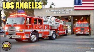 [Los Angeles] LAFD Light Force 61, Engine 61 & Rescue 61 With Lights & Siren!