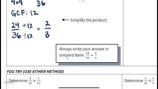 MTH1W 2.1 Reducing, Multiplying and Dividing Fractions