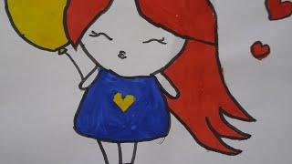 Drawing Picture  |  How to draw a girl very simply  | Как очень просто нарисовать девочку.    