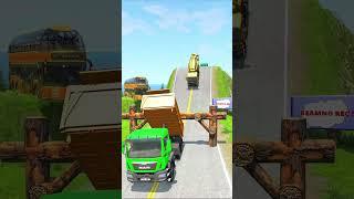 Trucks &  Buses vs Log Trap   BeamNG Drive #beamnbuster #shorts