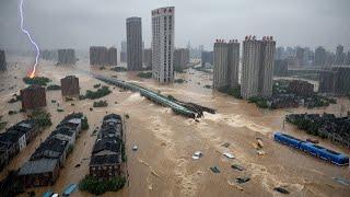 Dams in China overflow! Water quickly invades cities, Flash floods in Hunan
