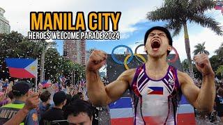 HEROES WELCOME PARADE "First Filipino History 2 GOLD medals in PARIS OLYMPIC 2024"MANILA FULL VIDEO!