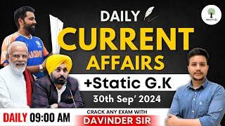 Current Affairs | PSSSB, PPSC & Punjab Police | 30th Sep, 2024 | Davinder Sir | Success Tree Punjab