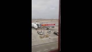 Airplane after motor defect landed in Airport