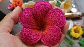 Crochet Flower Tutorial l  How To Make Plumeria Flowers Crochet l प्लुमेरिया फूल l