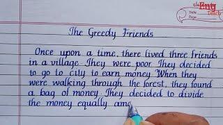 Story: The Greedy friends | Beautiful English handwriting | Writing | Eng Teach