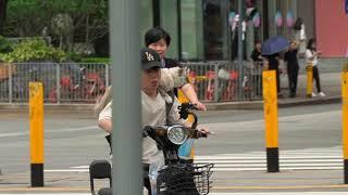 Cat on a Cyclist, Shenzhen China