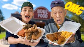 My Chinese Grandpa Tries Soul Food For The First Time! (It Put Him To SLEEP)