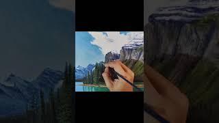 Painting realistic mountains tutorial in Canada's Jasper National park#painting #realistic#timelapse