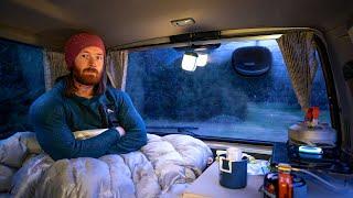 Camping In The Rain - Sleeping In Compact Camper Van