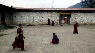 Young monks playing cricket @Tamshing Lhakhang, Bhutan