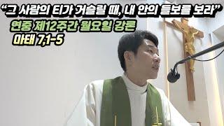 [매일미사 강론] 연중 제12주간 월요일 강론 (마태 7,1-5) “그 사람의 티가 거슬릴 때, 내 안의 들보를 보라”