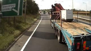 A13 flat bed hgv near miss