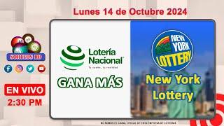 Lotería Nacional Gana Más y New York Lottery en VIVO │Lunes 14 de octubre 2024  – 2:30 PM