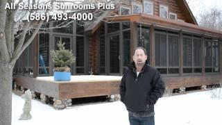 Custom Sunroom for Log Cabin Home in Algonac, Michigan by All Seasons Sunrooms Plus