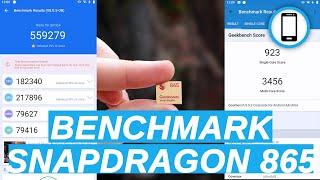 Benchmark SNAPDRAGON 865 (AnTuTu, PCMark, GFX, AndroBench, AITuTu, GeekBench)