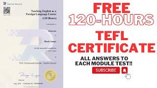 FREE 120 Hours TEFL Certificate || Key Answers || Teacher Record