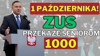 ZUS Przekaże Seniorom 1000 zł Dodatkowo Już 1 Października!